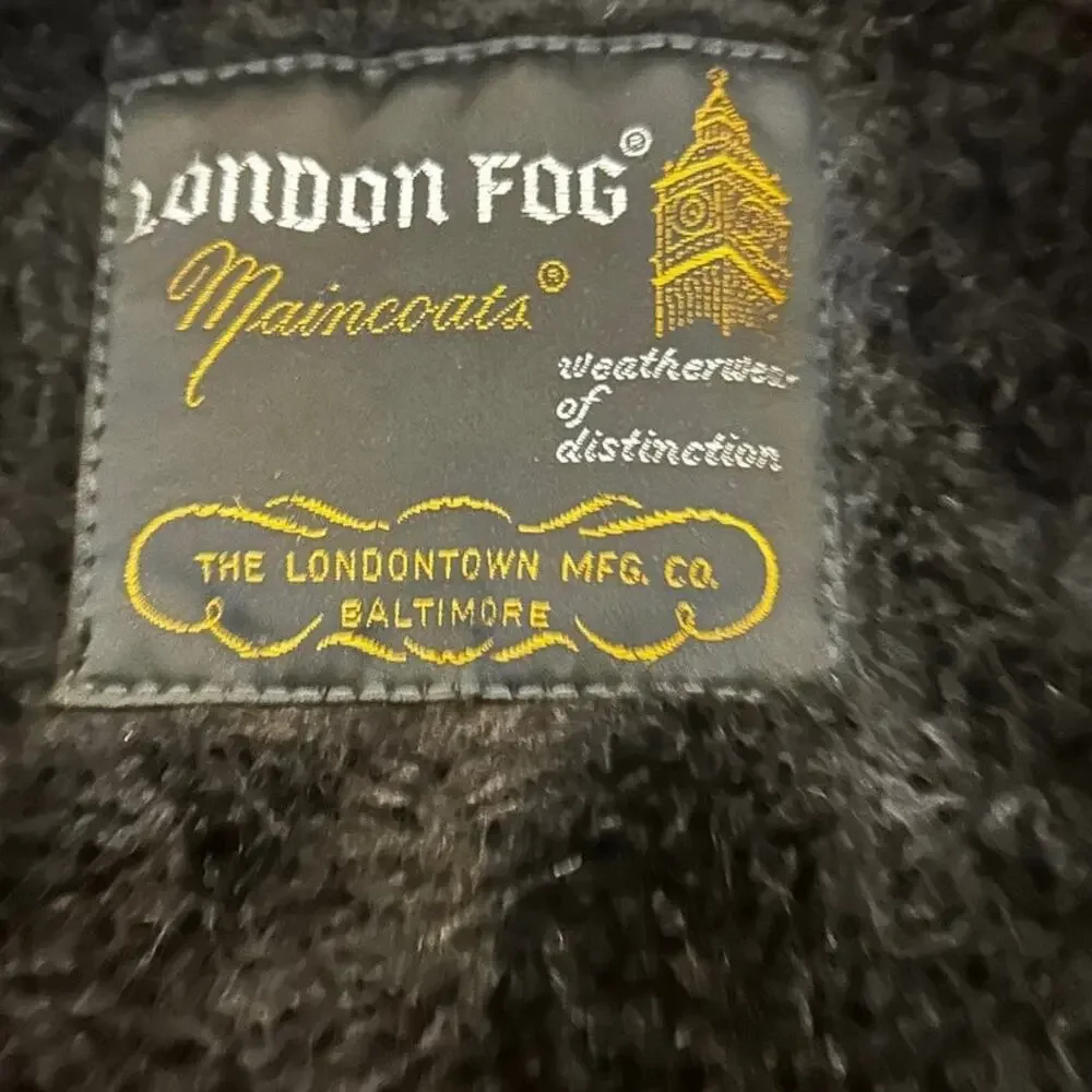 London Fog Maincoats Trench Coat Mens Black 48R Classic Raincoat Overcoat